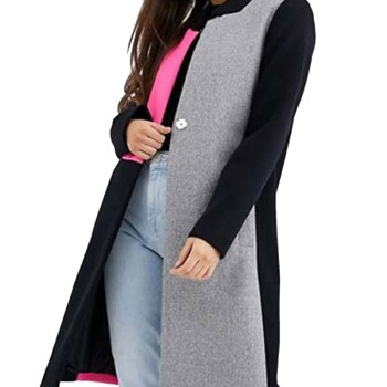 Emily in Paris Lily Collins Color Block Wool Coat