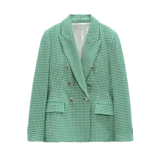 Emily In Paris S2 Emily Cooper Green Check Coat