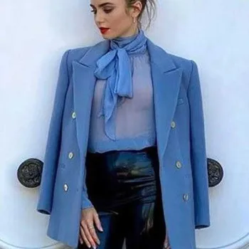 Emily In Paris S2 Lily Collins Blue Peacoat