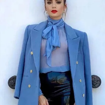 Emily In Paris S2 Lily Collins Blue Peacoat