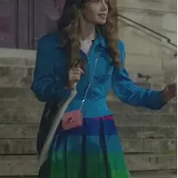 Emily In Paris S2 Lily Collins Blue Peplum Jacket