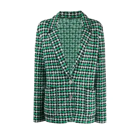 Emily In Paris S2 Lily Collins Green Houndstooth Blazer