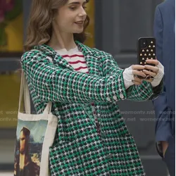 Emily In Paris S2 Lily Collins Green Houndstooth Blazer