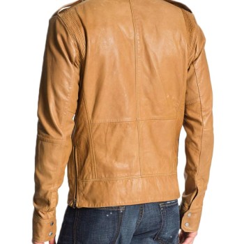 50 Cent Tan Brown Leather Jacket