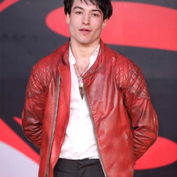 Premiere of Batman V Superman Ezra Miller Leather Jacket