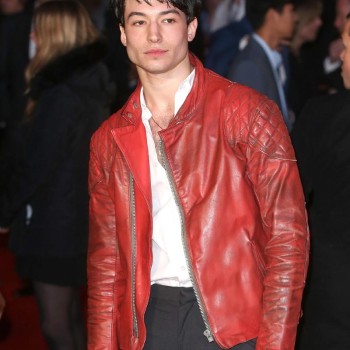 Premiere of Batman V Superman Ezra Miller Leather Jacket