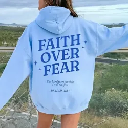 Faith Over Fear Blue Hoodie