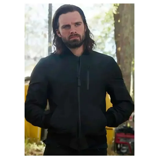 The Falcon and The Winter Soldier Sebastian Stan Bomber Black Jacket