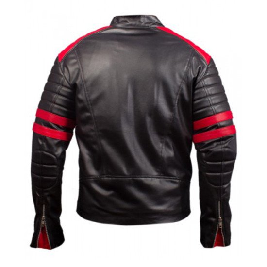 Fight Club Brad Pitt Real Leather Jacket FC Coat Red 