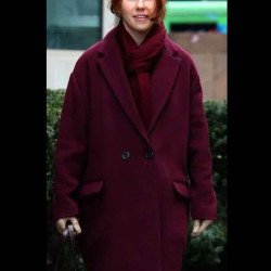 The Flight Attendant Zosia Mamet Burgundy Double Breasted Coat