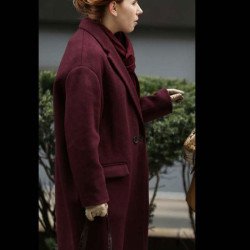 The Flight Attendant Zosia Mamet Burgundy Double Breasted Coat