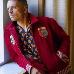 Fresh Sebastian Stan Red Velvet Jacket