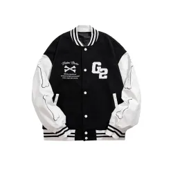 G2 Skeleton Print Varsity Jacket