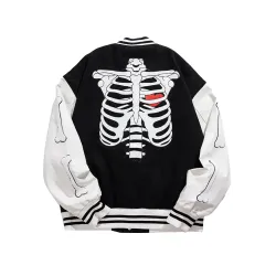 G2 Skeleton Print Varsity Jacket