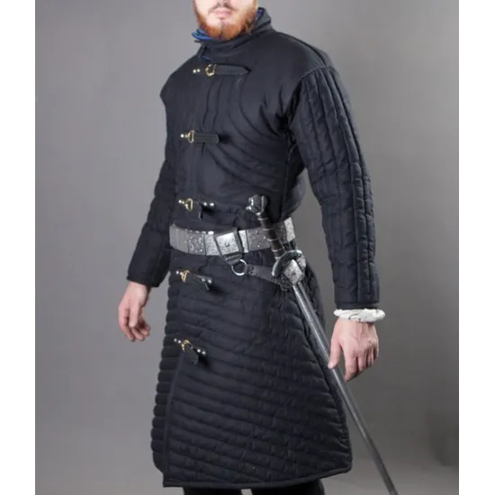 Gambeson Medieval Padded Black Coat