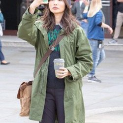 Gemma Chan Eternals Green Coat