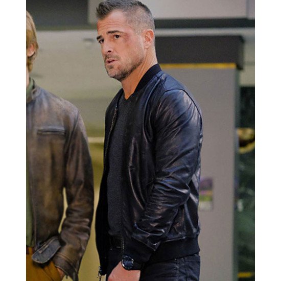 George Eads Macgyver Black Bomber Leather Jacket