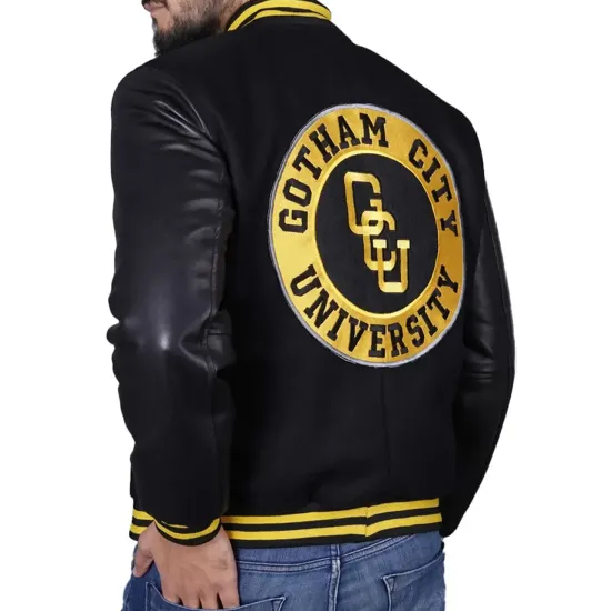 Gotham City University Letterman Black Jacket