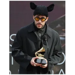 Grammy Awards Bad Bunny Black Trench Coat