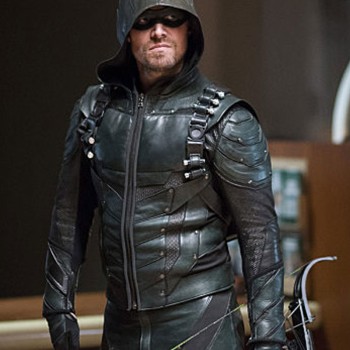 Stephen Amell Green Arrow Seasons 5 Leather Jacket