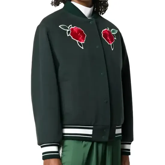 Green Rose Varsity Jacket