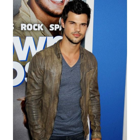 Taylor Lautner Grown Ups 2 Premiere Distressed Leather Jacket