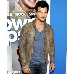 Taylor Lautner Grown Ups 2 Premiere Distressed Leather Jacket