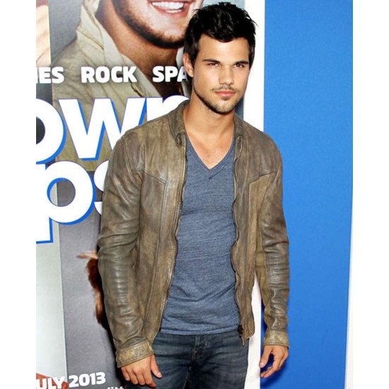 Taylor Lautner Grown Ups 2 Premiere Distressed Leather Jacket