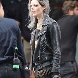 Guns Akimbo Samara Weaving Black Leather Jacket