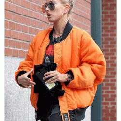 Hailey Baldwin Oversize Bomber Jacket