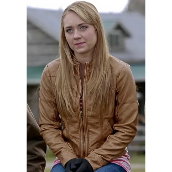 Amber Marshall Heartland Tan Brown Leather Jacket