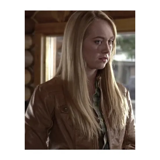 Amber Marshall Heartland Tan Brown Leather Jacket