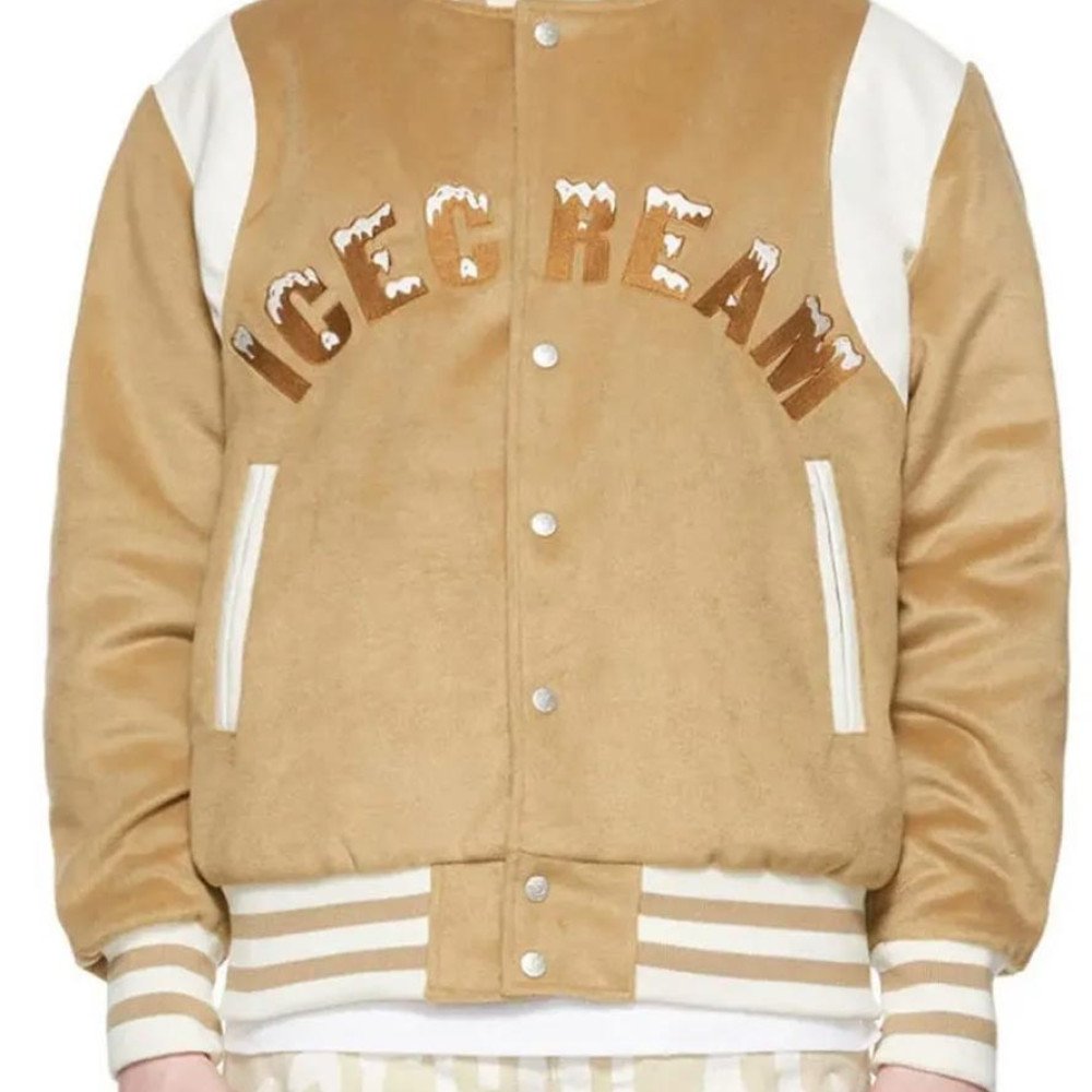 Icecream Tan Varsity Jacket - Films Jackets