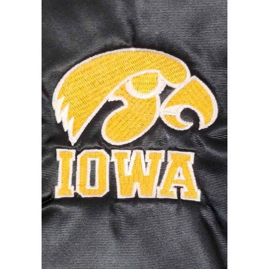 Iowa Hawkeyes 80s Black Satin Jacket