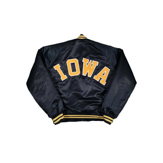 Iowa Hawkeyes 80s Black Satin Jacket