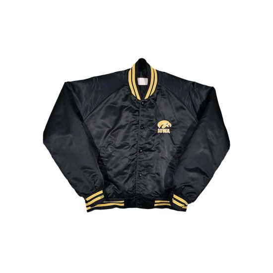 Iowa Hawkeyes 80s Black Satin Jacket