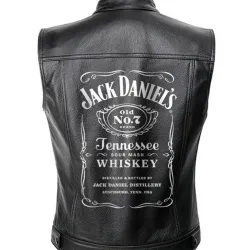 Jack Daniels Black Leather Moto Vest