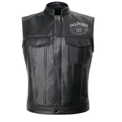 Jack Daniels Black Leather Moto Vest