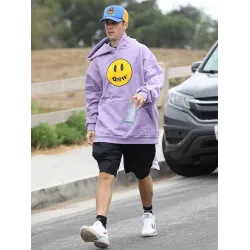 Justin Bieber Oversized Purple Fleece Hoodie