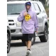 Justin Bieber Oversized Purple Fleece Hoodie