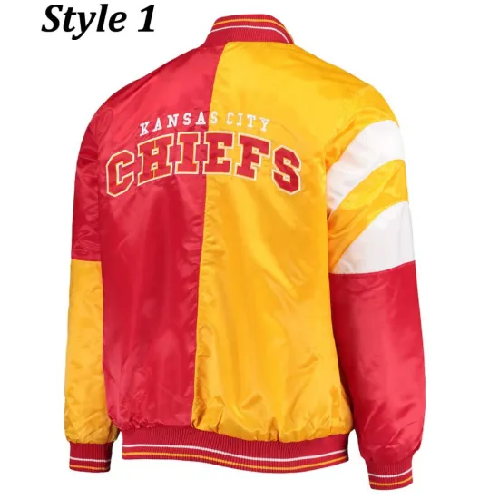 Kansas City Chiefs Varsity Red and Yellow Satin Jacket