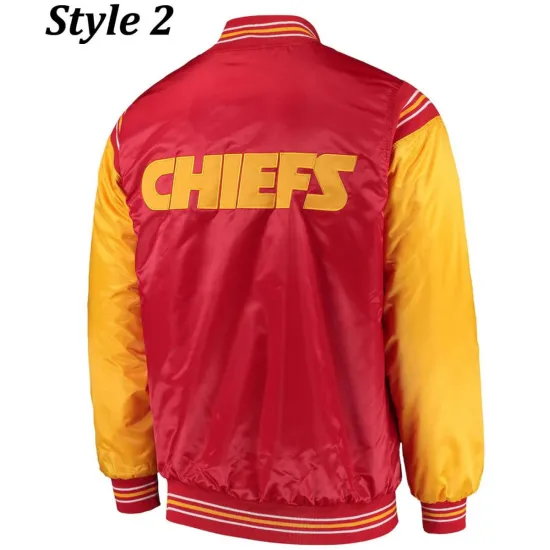 Kansas City Chiefs Varsity Red and Yellow Satin Jacket