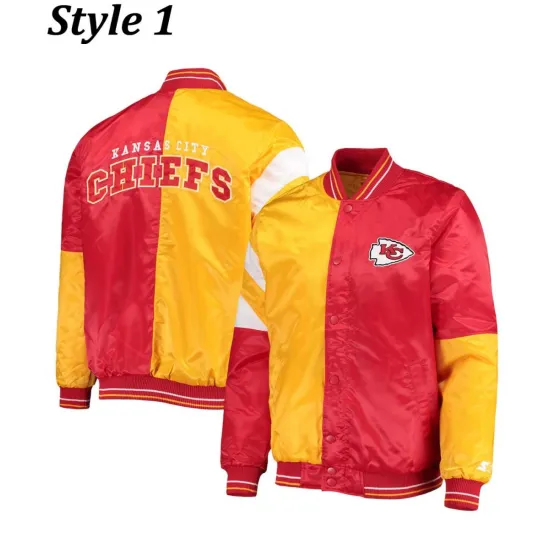 Kansas City Chiefs Varsity Red and Yellow Satin Jacket