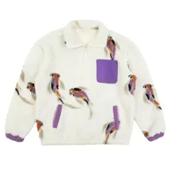 Koi Fish Quarter Zip Sherpa Pullover Jacket