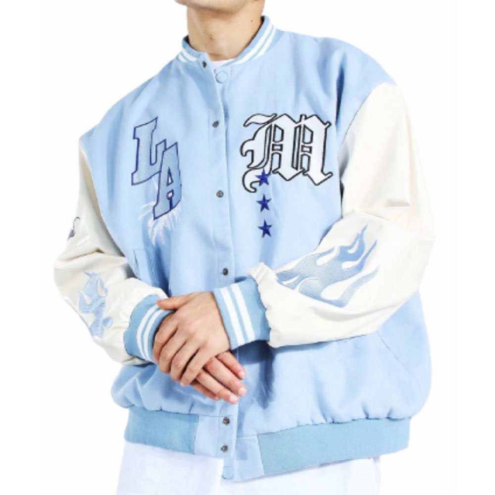 LA Dodgers Blended Blue and White Letterman Jacket