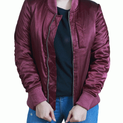 L.A.'s Finest Jessica Alba Burgundy Bomber Jacket