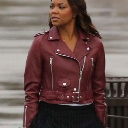 L.A.’s Finest Gabrielle Union Belted Maroon Leather Jacket