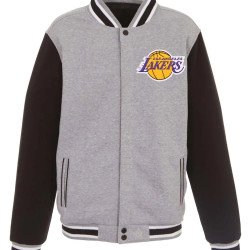 Los Angeles Lakers Black and Gray Varsity Jacket