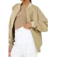 Louisse Beige Leather Varsity Jacket