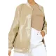 Louisse Beige Leather Varsity Jacket